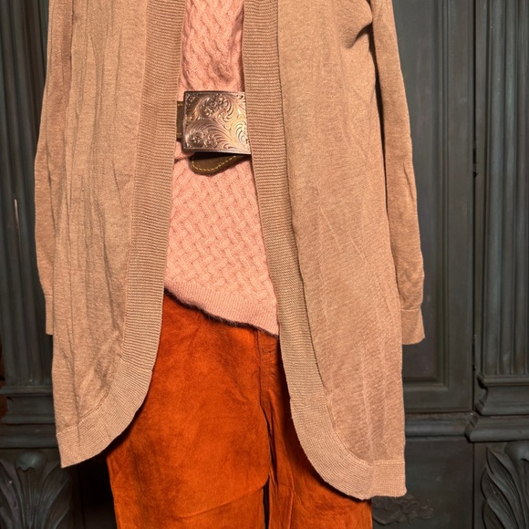 100%Linen, Women's Tan Sweater Cardigan - Picture 2 of 16